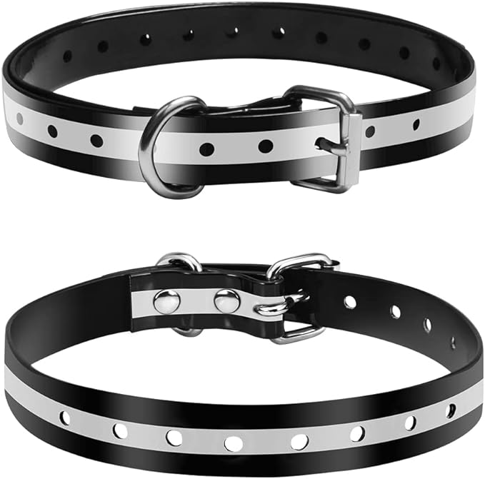 PetJoy Dog Collars Strap, Replacement Collar for Shock Reflective Collar, Adjustable Classic Dog Collar Strap for All Varieties Small Medium Large Dogs (Black & Red)