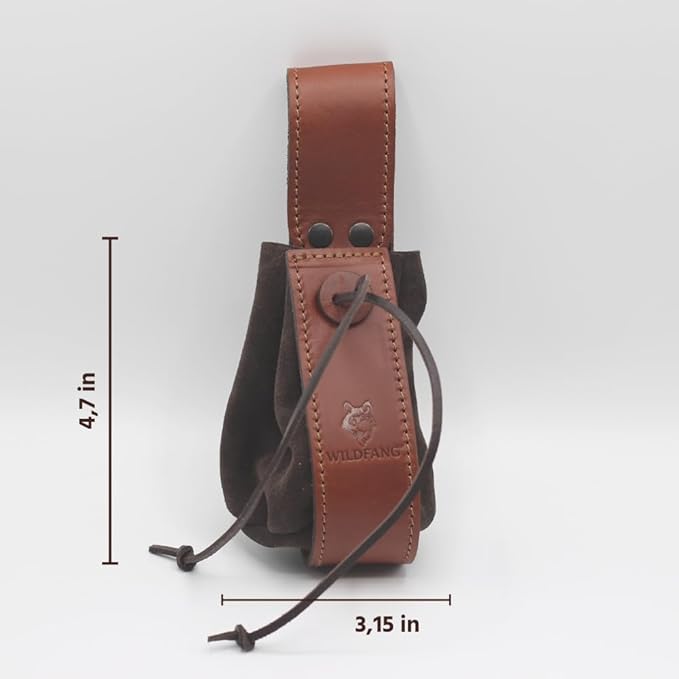 Wildfang Brown Leather Dog Training Treat Bag Premium Dog Training Bag with Belt Loop