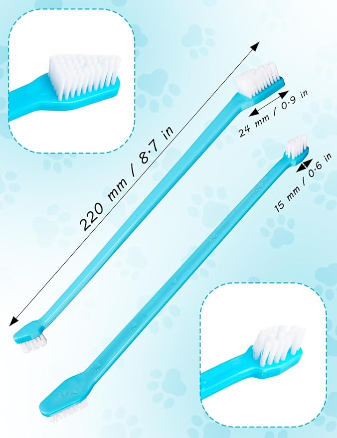 200 Pcs Dog Toothbrush Bulk Pet Double Sided Brushing Kit Long Handle Soft Bristles Dogs Tooth Brush for Small to Large Dog, Cat, Puppy & Kitten, 10 Colors