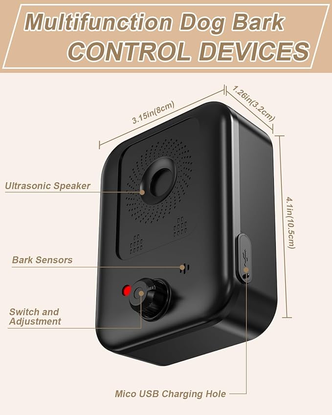 Anti Barking Devices, Auto Dog Barking Control Devices with 3 Modes, Rechargeable Ultrasonic Dog Bark Box Dog Barking Deterrent Devices, Effective Stop Barking Dog Devices for Indoor & Outdoor Dogs 9