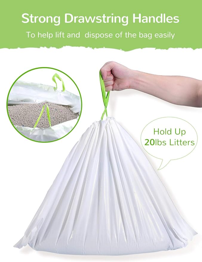 Litter Box Liners, 34 Count Jumbo Cat Litter Pan liners, Drawstring Litter Liner Bags For Litter Box, Easy Clean Up Thick Large Kitty Litter Liner XL, Eco Friendly Pet Cat Supplies(36" x 19")
