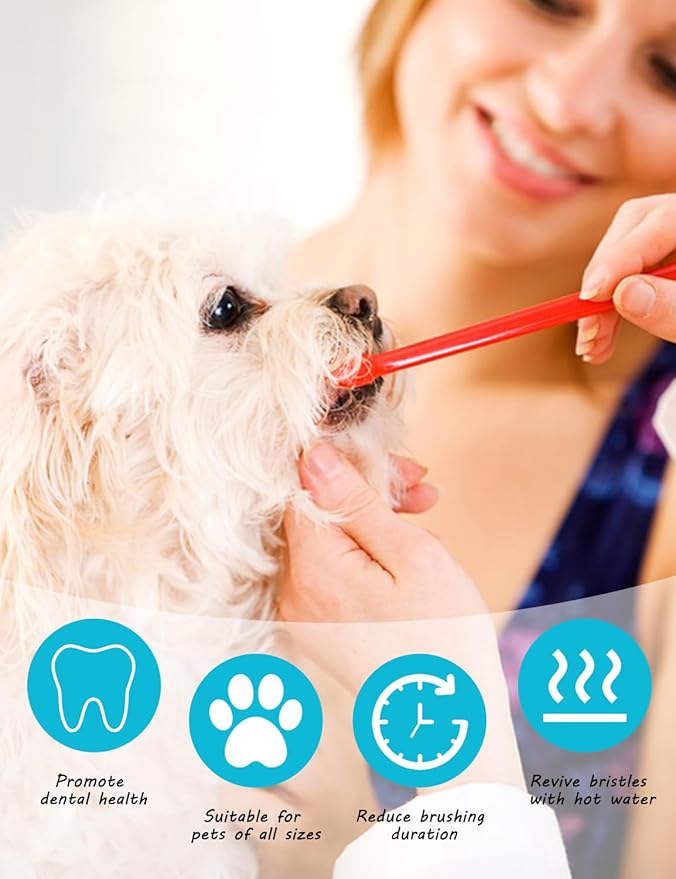 200 Pcs Dog Toothbrush Bulk Pet Double Sided Brushing Kit Long Handle Soft Bristles Dogs Tooth Brush for Small to Large Dog, Cat, Puppy & Kitten, 10 Colors