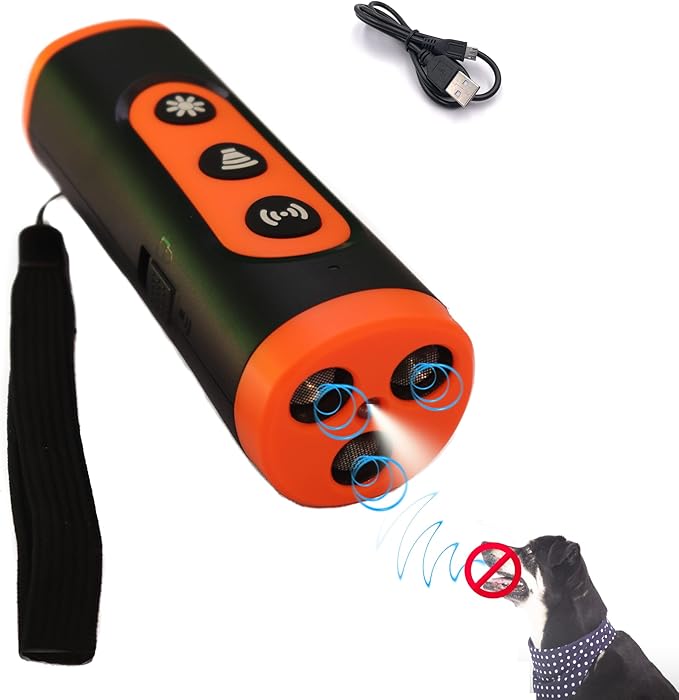 Dog Bark Deterrent Devices - Ultrasonic Anti Barking Device for Dogs, 2025 Upgraded 3 in 1 Dog Bark Deterrent, Rechargeable Sonic Trainer to Correct Dog's Bad Behavior for Outdoors Indoor Safely