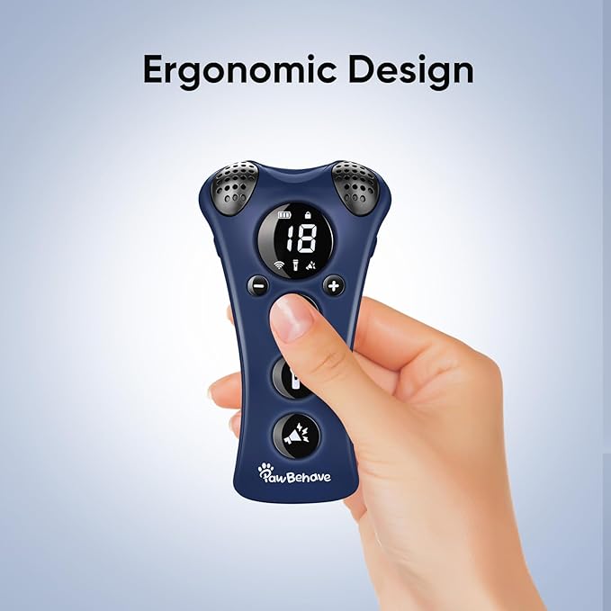Adjustable Ultrasonic Dog Trainer–World's First Variable Frequency Pet Behavior Corrector with 10 Level Ultra Sound, 18 Dog Whistles, Anti-Bark Flashlight, Safe and Humane Deterrent (Blue)