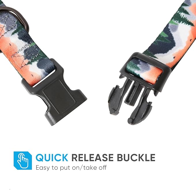 HEELE Dog Collar, Adjustable Soft Dog Collar for Small Medium Large Dogs,Floral Patterned Puppy Collars with Quick Release Buckle S Length 9.84''-14.96'