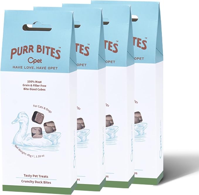 OPET Freeze Dried Duck Cat Treats, Single Ingredient Grain Free High Protein Pet Food for Cats and Dogs, Healthy Training Snacks,Freeze Dried Food Topper (Duck Cubes, 6.36 Ounce)