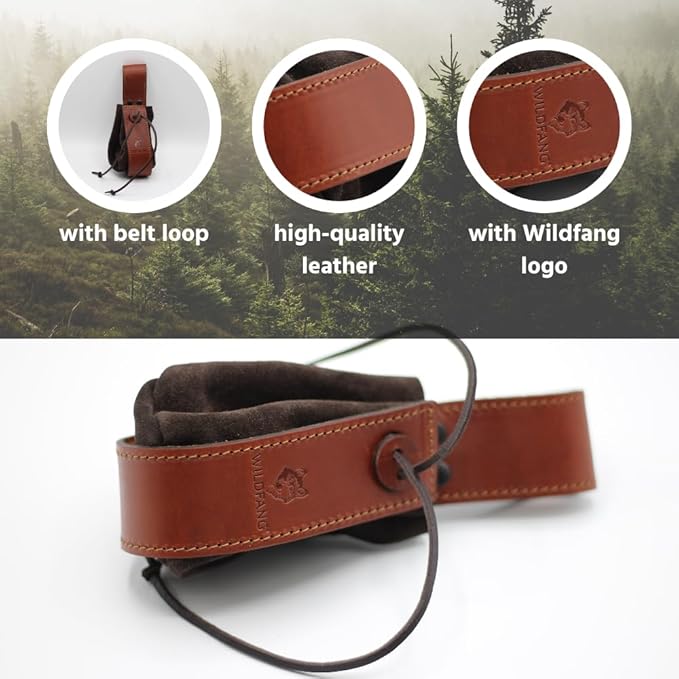 Wildfang Brown Leather Dog Training Treat Bag Premium Dog Training Bag with Belt Loop