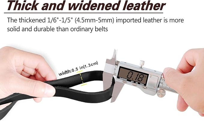 LWBMG Leather Dog Leash 8ftx1/2 inch, Heavy Duty Dog Leashes, Strong and Sturdy Handmade Pet Leashes, Soft and Comfortable Leather Leash for Medium Large Dogs Training and Walking Black
