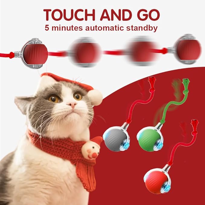 Yilia Interactive Rolling Cat Dog Ball Toy, Upgrade Automatic Moving Cat Toys, Self Rolling Dog Ball Interactive Cat Toys, Smart Automatic Electric Balls Toys for Bored Cats Dogs (GR+GN)