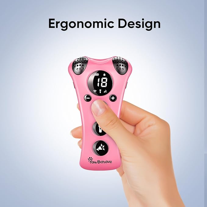 Adjustable Ultrasonic Dog Trainer β World's First Variable Frequency Pet Behavior Corrector with 10 Level Ultra Sound, 18 Dog Whistles, Anti-Bark Strobe Light, Humane Dog Deterrent (Pink)