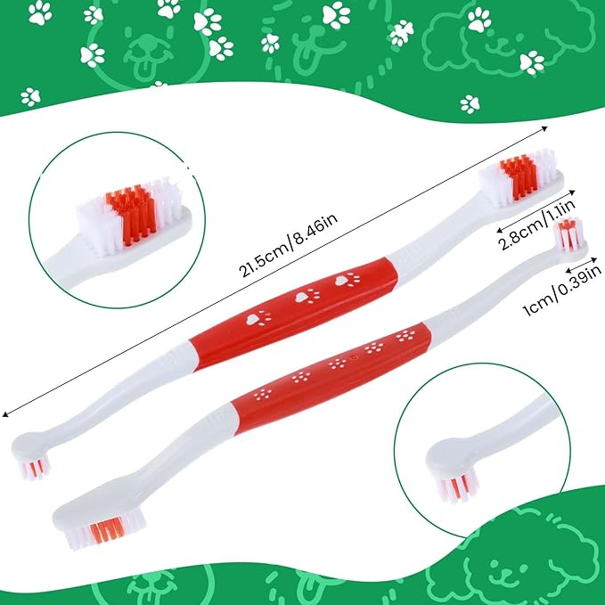 3 Pack Pet Toothbrush Double Headed Dog Toothbrush with Soft Bristles for Dogs Cats, Small and Large Breed Dogs Cats with Soft Bristles, Non Slip Puppy Toothbrush Kit (Red, Green, Blue)