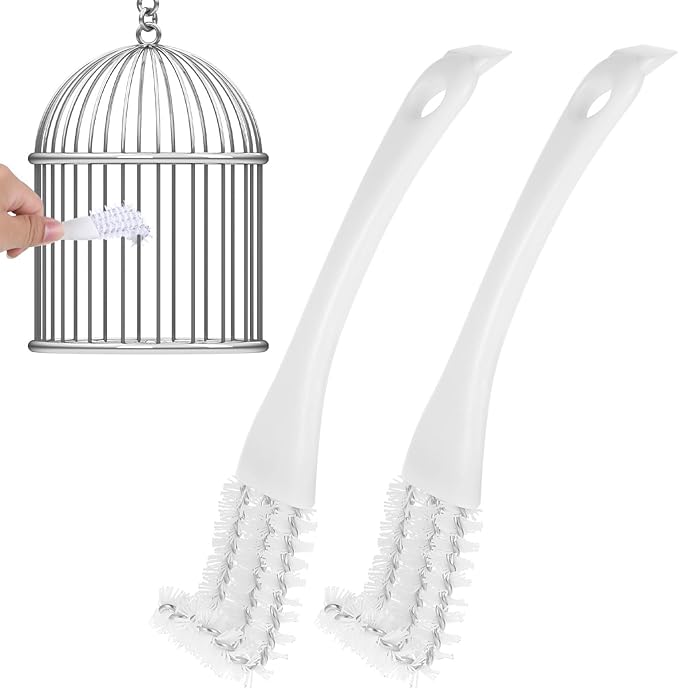 2pcs Bird Cage Cleaner with Long Handle & Shovel, Bird Cage Brush Easy Removal Parrot Kennels Perches Poop, Bird Droppings Removal Brush Durable Cage Cleaning Tool & Accessory