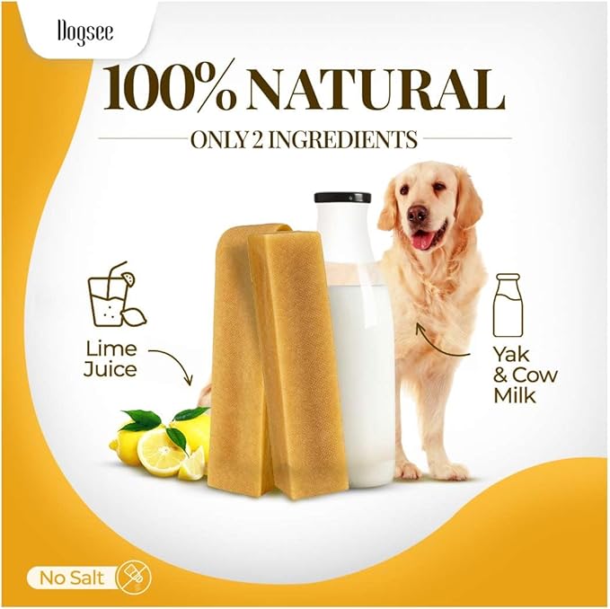Dogsee Original Yak Cheese Himalayan Dog Chews 3lb (Large - 12 Bars) | 100% All Natural | Dog Treats Large Breed | Dog Chews Long Lasting for Aggressive Chewers | High Protein Dental Sticks