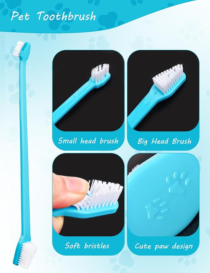 200 Pcs Dog Toothbrush Bulk Pet Double Sided Brushing Kit Long Handle Soft Bristles Dogs Tooth Brush for Small to Large Dog, Cat, Puppy & Kitten, 10 Colors