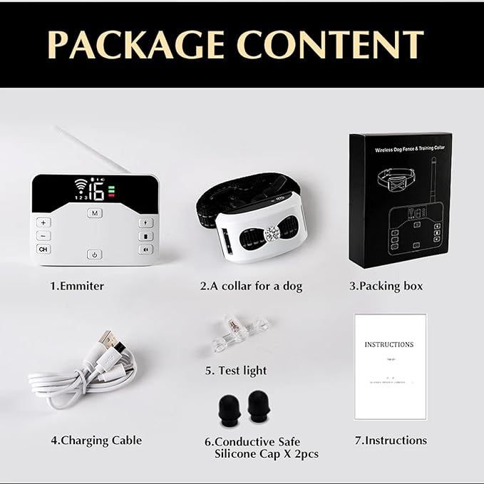 Wireless Dog Fence Electric Training Collar 2 in 1, Dog Boundary Containment System, Beep & Shock Dog Fence with Waterproof Collar, Adjustable Control Range, Pet Fence for Stubborn Dogs,for3dogs