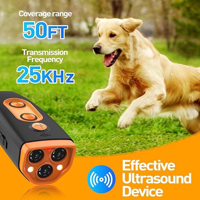 Upgraded Dog Bark Deterrent Devices,Dog Barking Deterrent Devices,Rechargeable Ultrasonic Dog Trainer,50 Ft Effective,Safe for Human & Dogs,3 Modes & LED Light, Anti Barking Device for Dogs