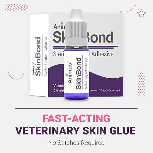 Animus SkinBond Animal Skin Glue | Quick-Setting Surgical Glue | Fast-Acting Bleeding Control & Wound Closure | Flexible & Waterproof Wound Sealer | 2ml & 10 Applications - Made in The USA