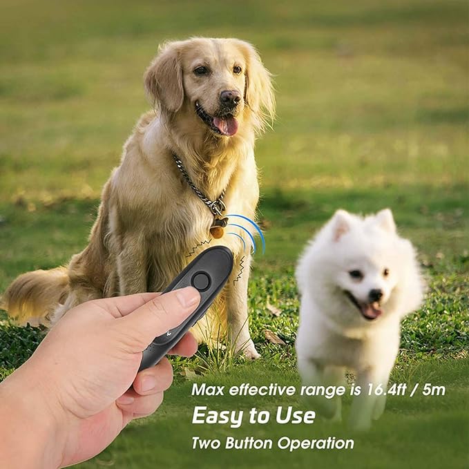 Anti Bark Device for Dog-Variable Frequency Ultrasonic Dog Bark Deterrent Rechargeable 2 in 1 Dog Barking Control Device Handheld Dog Training Tool Barking Behavior Trainer 16.4 Ft Range 100% Safe