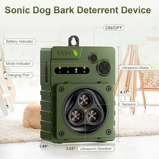 Anti Barking Device, Auto Ultrasonic Dog Barking Control Devices with 3 Modes, Rechargeable Dog Bark Deterrent Devices Bark Box for Outdoor/Indoor Dog Use, Dog Barking Silencer Safe for Dogs & People