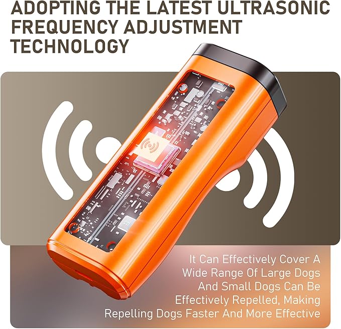 Dog Bark Deterrent Devices Rechargeable Anti-Barking Device for Dogs 50ft Long Range Ultrasonic Correct Your Dog's Bad Behavior at the Push of aButton Better Than Shock Collars or Dog Training Collars
