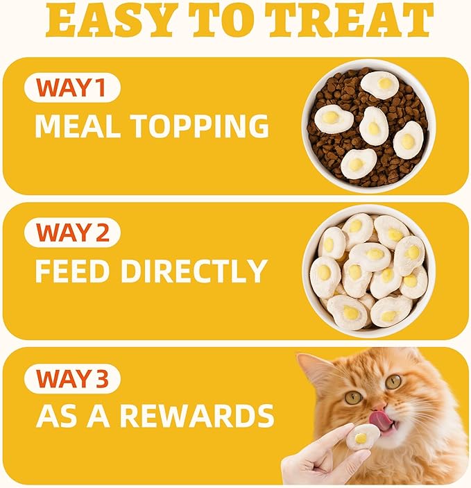 Wellix SunnyBites Freeze Dried Chicken Treats for Cat&Dog -Egg Healthy Cat Treats for Indoor Cats -Supports Immunity Gut Healthy for Training Kitten Snack or Puppy Treat 3.5oz