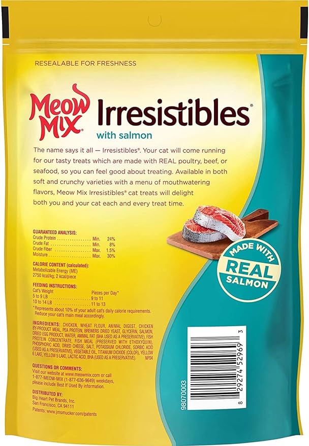 Meow Mix Irresistibles Soft Cat Treats, Salmon, 3 Ounce (Pack of 5)