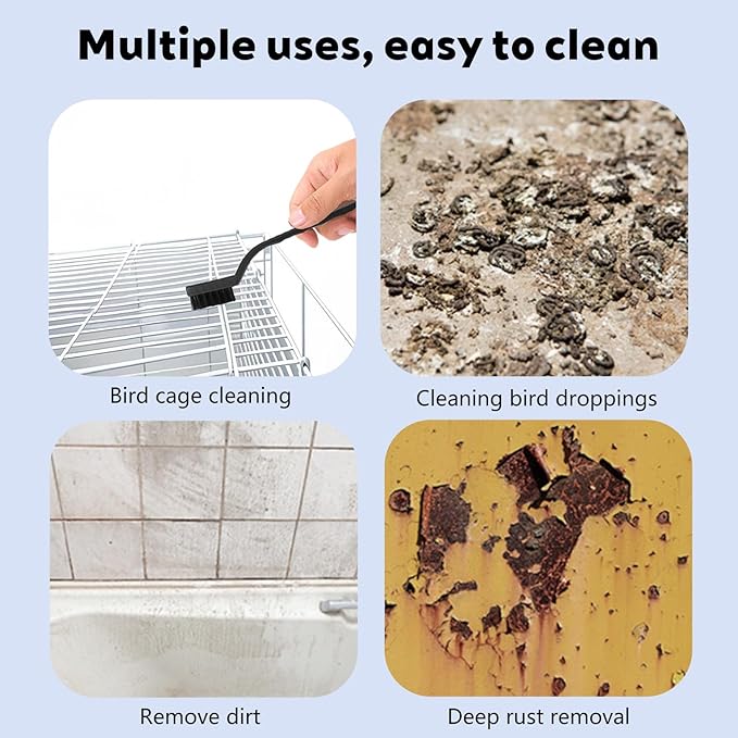 3PCS Bird Cage Cleaning Brush Set-Copper,Nylon and Stainless Steel Wire Brushes for Cleaning Parrot Cages, Kennels, and Perches,Removes Poop and Keeps Bird Cages Fresh,Essential Bird Cage Accessory