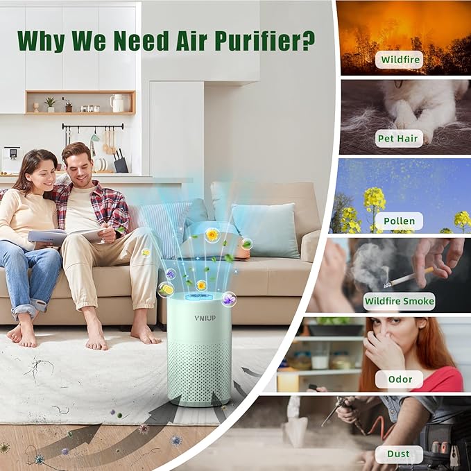πππ°ππ¬π Air Purifiers for Home Bedroom up to 800 ftΒ², VNIUP H14 HEPA Room Air Purifiers for Bedroom with Fragrance Function, with Sleep Mode Air Cleaner for Pet Dander Odor Dust Smoke, ZQA-4000C