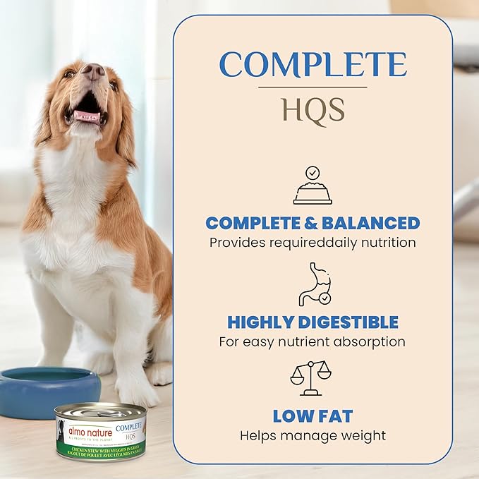 almo nature HQS Complete Wet Dog Food Chicken Stew with Veggies 5.5 oz, Pack of 12