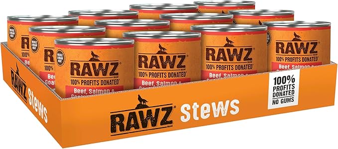 Rawz STEW - Beef, Salmon & Goat's Milk Dog Food, 10 Ounce Cans (Beef/Salmon & Goats Milk) Case of 12 Cans