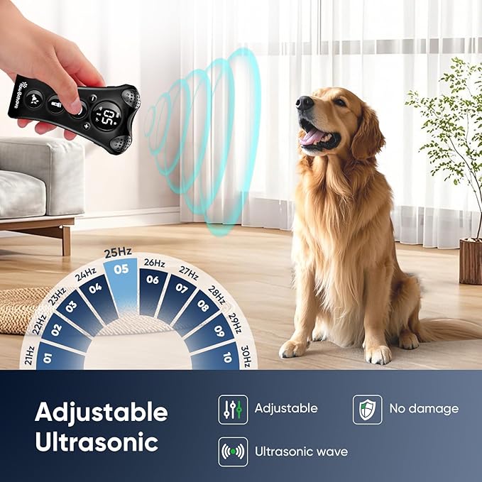 Adjustable Ultrasonic Dog Trainer β World's First Variable Frequency Pet Behavior Corrector with 10 Level Ultra Sound, 18 Dog Whistles, Anti-Bark Strobe Light, Humane Dog Deterrent (Black)