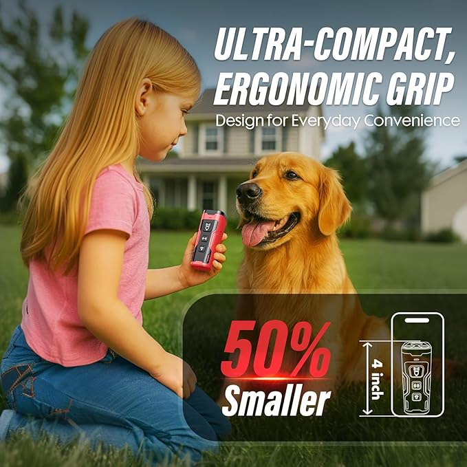 Dog Bark Deterrent Device, 3X Ultrasonic Anti Barking, 6 Training Modes 23 FT Range Barks No More Indoors Outdoors Behavior Correct Safe & Humane Rechargeable Compact Bark Control for Dogs RED