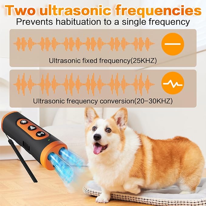 Anti Barking Device for Dogs – Ultrasonic Rechargeable Bark Deterrent with 4 Safe Modes, 50ft Range, Portable and Effective for All Dogs