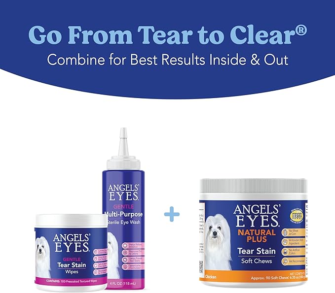 ANGELS' EYES Natural Tear Stain Prevention Soft Chews for Dogs | Chicken Flavor| For All Breeds | No Wheat No Corn | Daily Supplement | Proprietary Formula, 90 Count