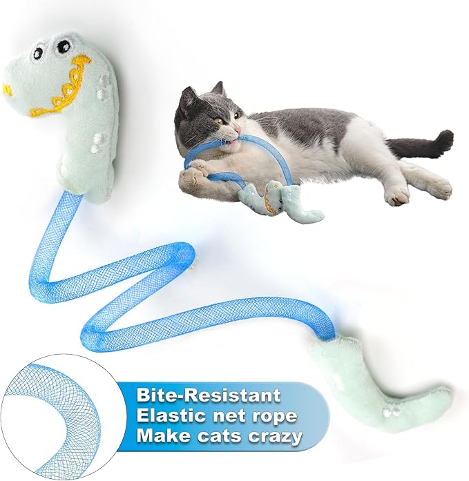 Interactive Cat Toys Set, Catnip and Silvervine Chew Sticks,Teeth Cleaning Toy, Spring Ropes Toy for Indoor Cats and Kittens (10 Pack)