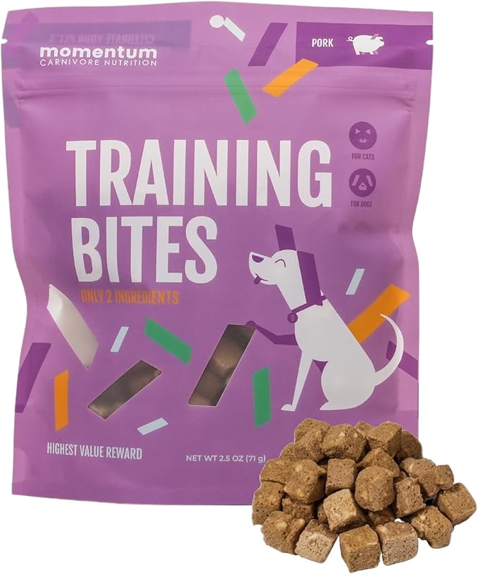 Momentum Carnivore Nutrition Freeze-Dried Pork Bundle –Pork Tenderloin Treats & Training Bites – Single Protein Dog & Cat Treats – Grain-Free, High Protein, USA Made – 3.5 oz and 2.5 oz