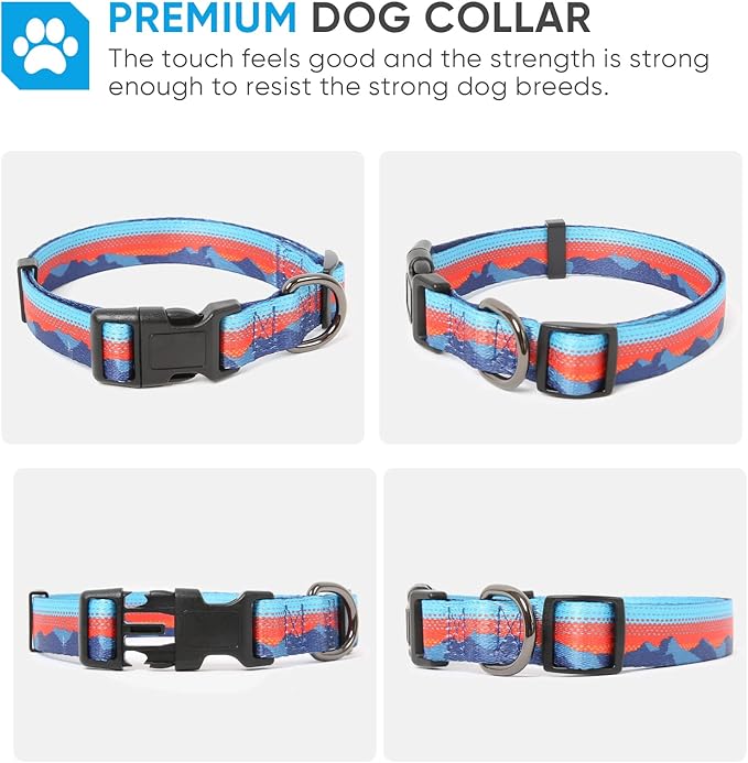HEELE Dog Collar, Adjustable Soft Dog Collar for Small Medium Large Dogs,Floral Patterned Puppy Collars with Quick Release Buckle M Length 13.39''-20.87''