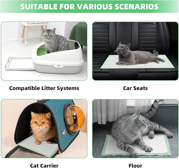 IMMCUTE Cat Litter Pads 16.9" X 11.4", Lemon Scent, 50 Ct, Pee Pads for Cats, Thickened Super Absorbent Pee Pads, Cat Pads for Litter Box System