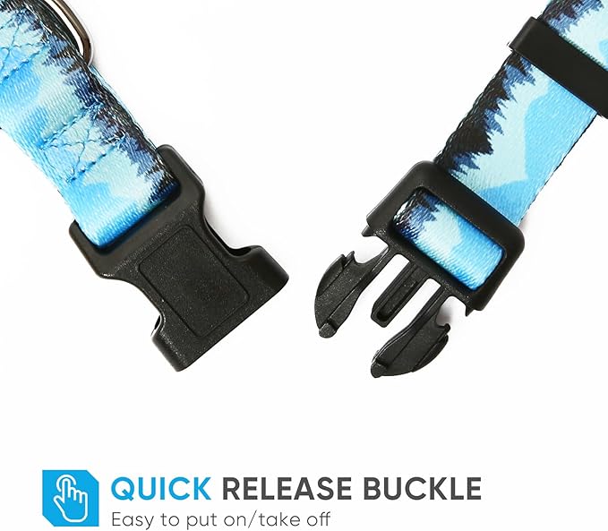 HEELE Dog Collar, Adjustable Soft Dog Collar for Small Medium Large Dogs,Floral Patterned Puppy Collars with Quick Release Buckle L Length 15.94''-25.59'