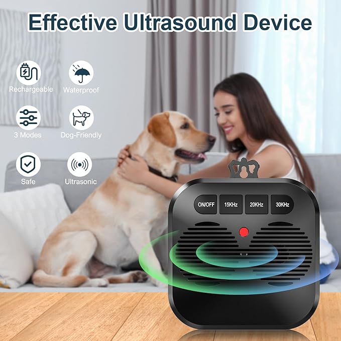 Anti Barking Device for Dogs. Auto Bark Deterrent Devices with 3 Modes. Rechargeable Ultrasonic Bark Box Dog Barking Silencer Safe Human & Dogs. Effective Stop Dog Barking Devices Indoor & Outdoor 7