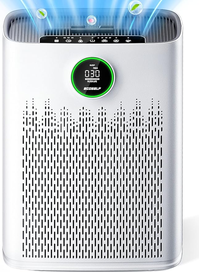 Air Purifiers for Home Large Room, Cover Up to 2400 Ftยฒ with True HEPA Filter, Smart Mode, PM2.5 Air Quality Display, 22dB Sleep Mode, Aromatherapy with 2X-Purification & 360ยฐAir Outlet, HAP603, White