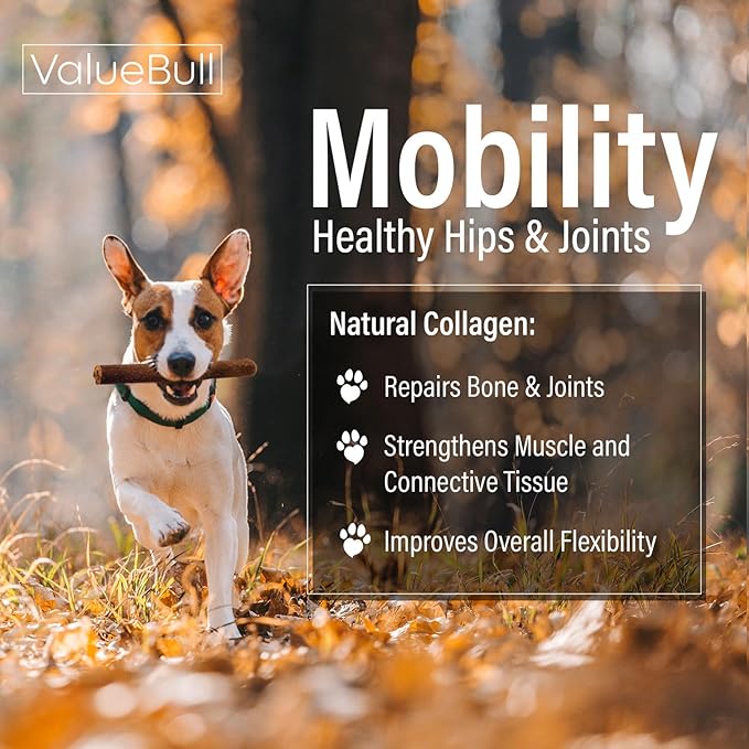 ValueBull Collagen Sticks for Dogs, 6 Inch Medium Chews, Natural Long-Lasting Dog Treats, 400 Count Wholesale Pack - Supports Joints, Skin & Coat with Chondroitin & Glucosamine