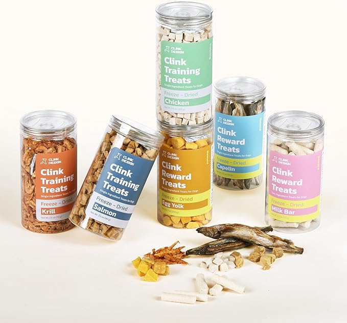 Clink Design Freeze Dried Dog & Cat Treats, Healthy Freeze Dried Goat Milk for Cats and Dogs, 60% Goat Milk & 40% Chicken, 2.5oz/70g, Clink Clicker Compatible, Dog Training Treats