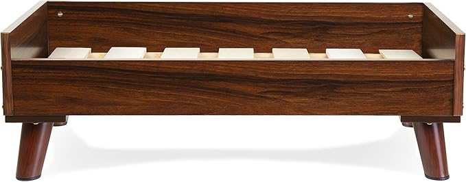 Furhaven Elevated Dog Bed Frame for 30" x 20" Medium Dog Beds, Easy Assembly - Mid-Century Modern Bed Frame - Walnut, Medium