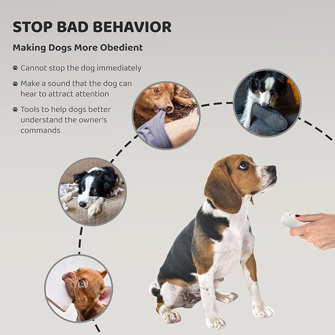 Anti Barking Device Rechargeable Ultrasonic Dog Bark Deterrent Stops Bad Behavior Up to 50 Ft Effective Control Range Safe Humane for Indoor Outdoor Use White