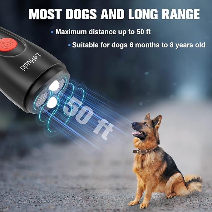Anti Barking Device Rechargeable Ultrasonic Dog Bark Deterrent Stops Bad Behavior Up to 50 Ft Effective Control Range Safe Humane for Indoor Outdoor Use Black