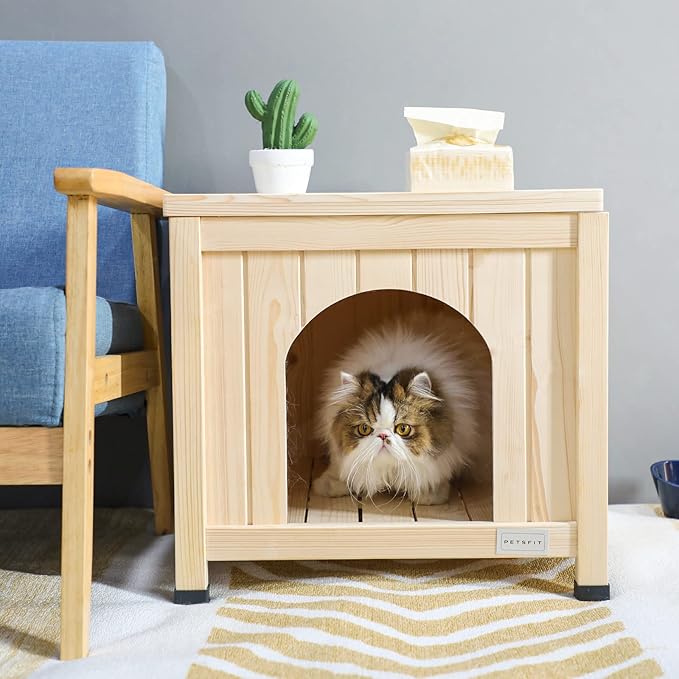 Petsfit Indoor Dog House, Cat Litter Box Enclosure Furniture with Elevated and Ventilate Floor for Small Dogs and Cats