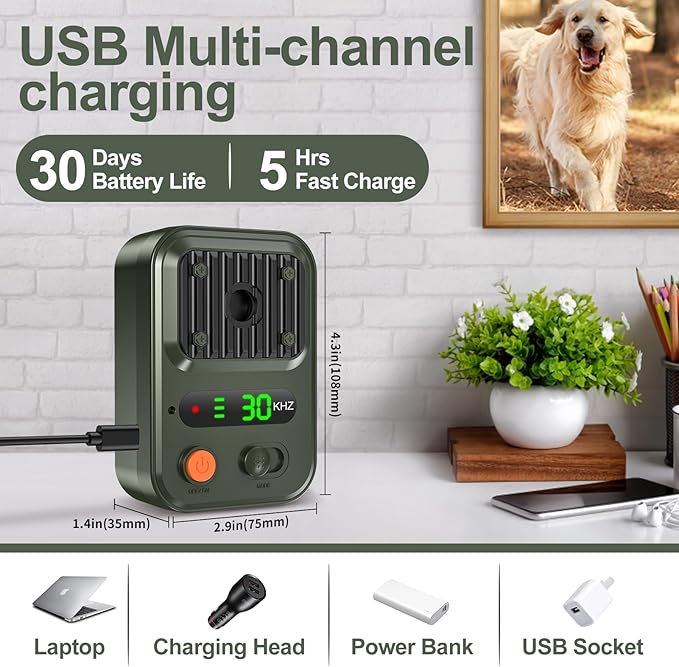 Anti Barking Devices, Auto Bark Deterrent Devices with 3 Modes, Rechargeable Dog Barking Silencer Sonic Barking Deterrent, Barking Box Barking Control Devices Indoor/Outdoor Safe for Dog G