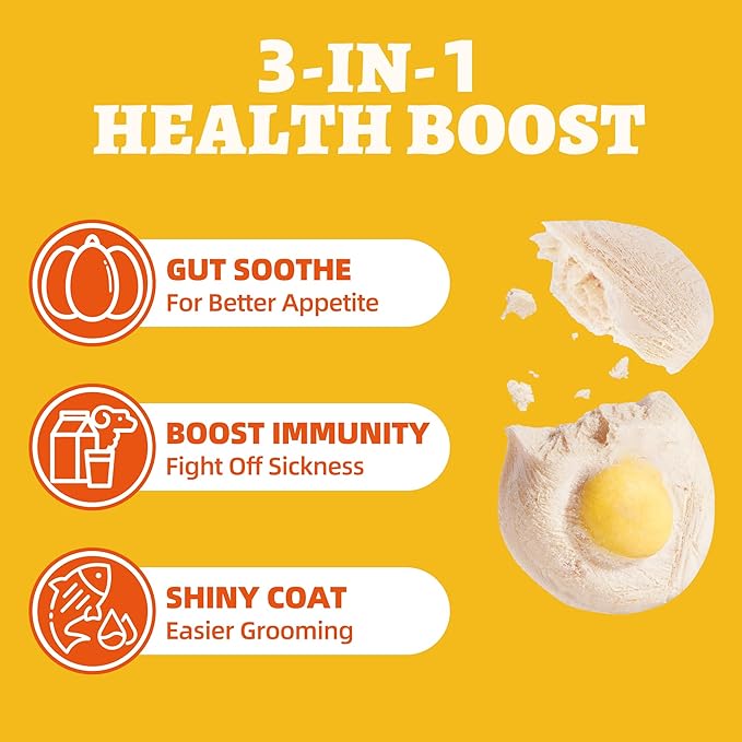 Wellix SunnyBites Freeze Dried Chicken Treats for Cat&Dog -Egg Healthy Cat Treats for Indoor Cats -Supports Immunity Gut Healthy for Training Kitten Snack or Puppy Treat 3.5oz