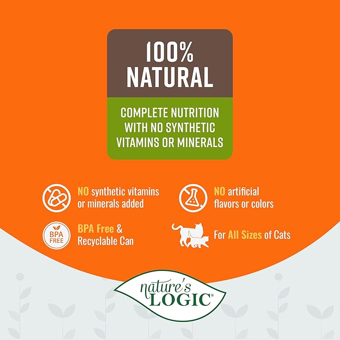 Nature's Logic Wet Can Cat Food - Feline Duck & Salmon Feast 95% Animal Ingredients - No Synthetic Vitamins, Minerals or Artificial Additives, 100% Natural, Grain-Free- Duck & Salmon (5.5 oz, 24 pack)